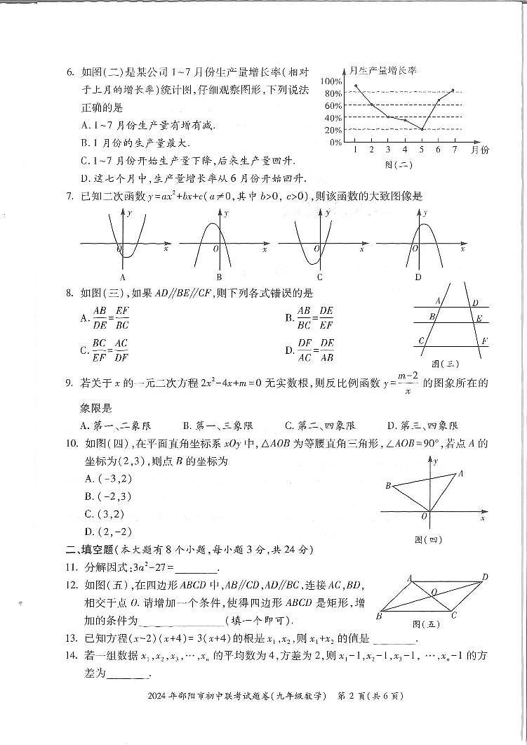 湖南省邵阳市2023-2024学年九年级上学期1月期末数学试题第2页