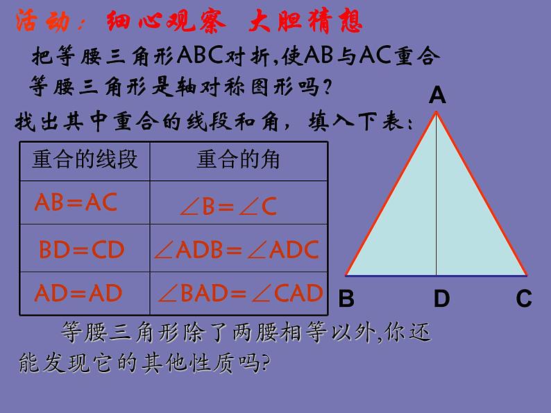 青岛版数学八年级上册2.6等腰三角形教学课件07