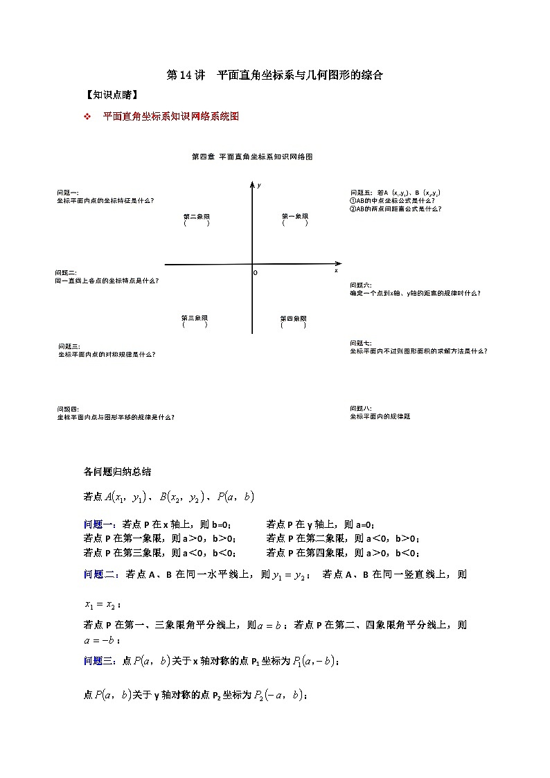 【全套精品专题】浙教版八年级上册 数学复习专题精讲 第14讲 平面直角坐标系与几何图形的综合-【专题突破】（解析版）01