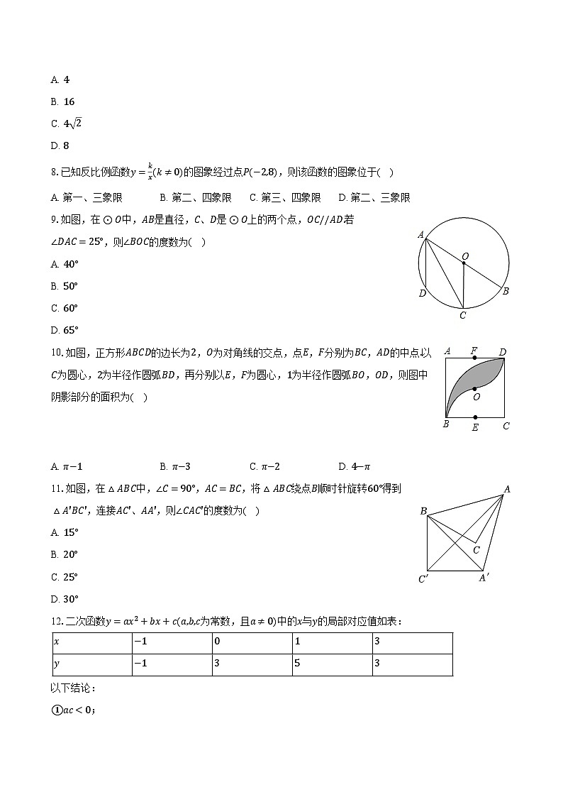 2023-2024学年四川省绵阳市涪城区示范学校九年级（上）期末数学试卷（含解析）第2页