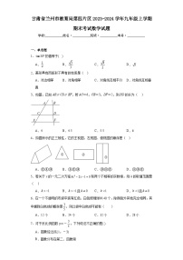 甘肃省兰州市教育局第四片区2023-2024学年九年级上学期期末考试数学试题(含答案)