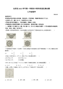 浙江省台州市仙居县2023-2024学年九年级上学期期末数学试题(无答案)