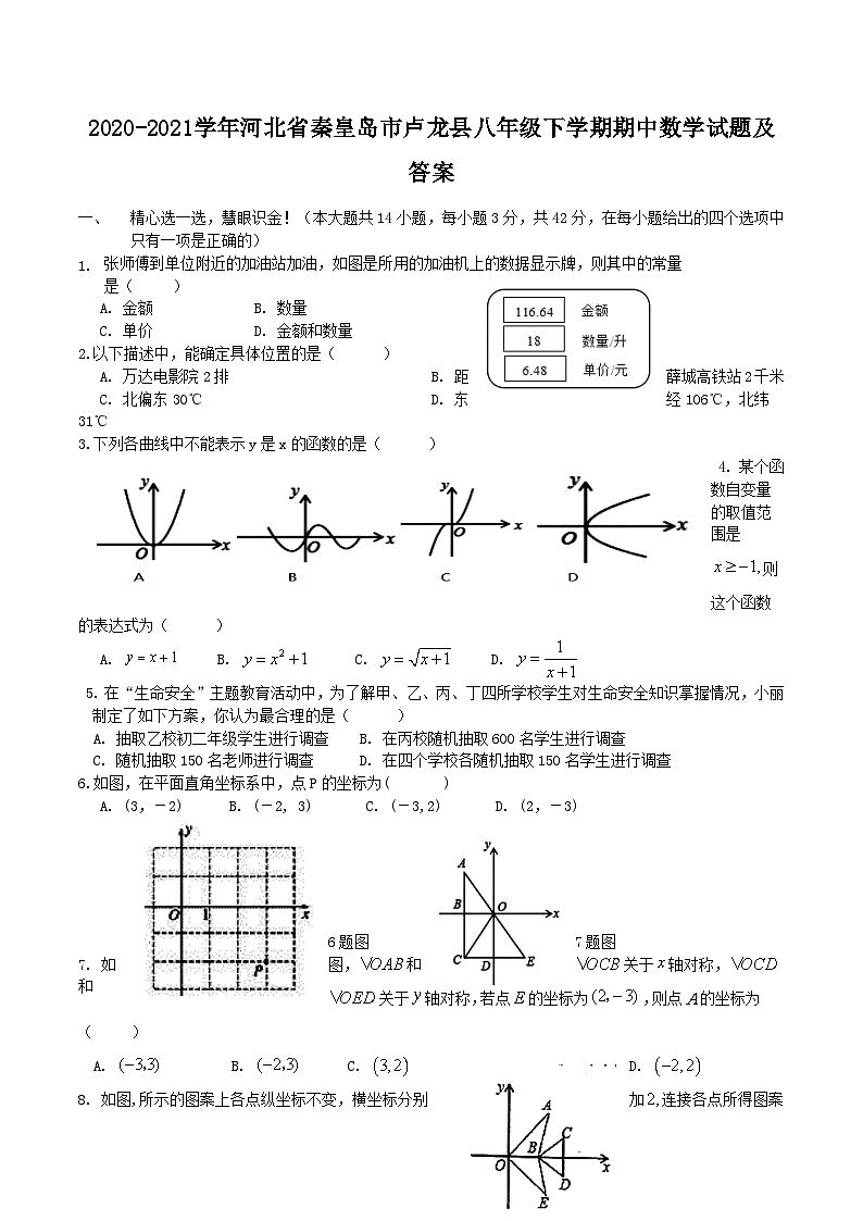 2020-2021学年河北省秦皇岛市卢龙县八年级下学期期中数学试题及答案01