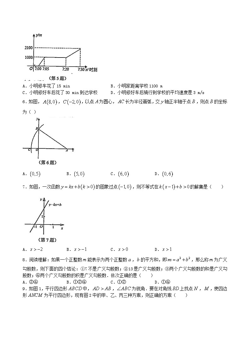 2021-2022学年江苏省启东市八年级下学期期中数学试题及答案02