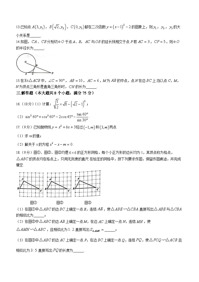河南省南阳市镇平县2023-2024学年九年级上学期期末数学试题第3页