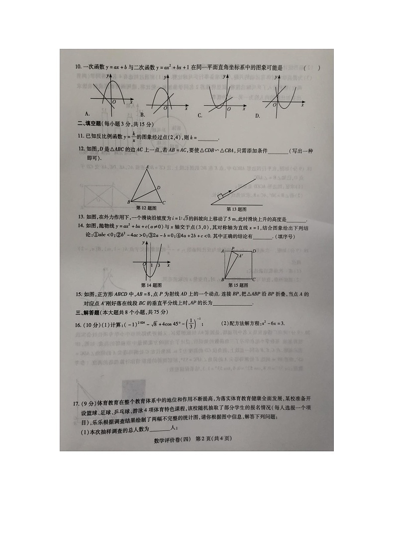 河南省周口市项城市莲溪、第一初级中学等2023-2024学年九年级上学期1月期末数学试题第2页