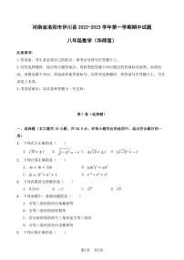 河南省洛阳市伊川县2022-2023学年第一学期期中试题八年级数学（华师版）含答案