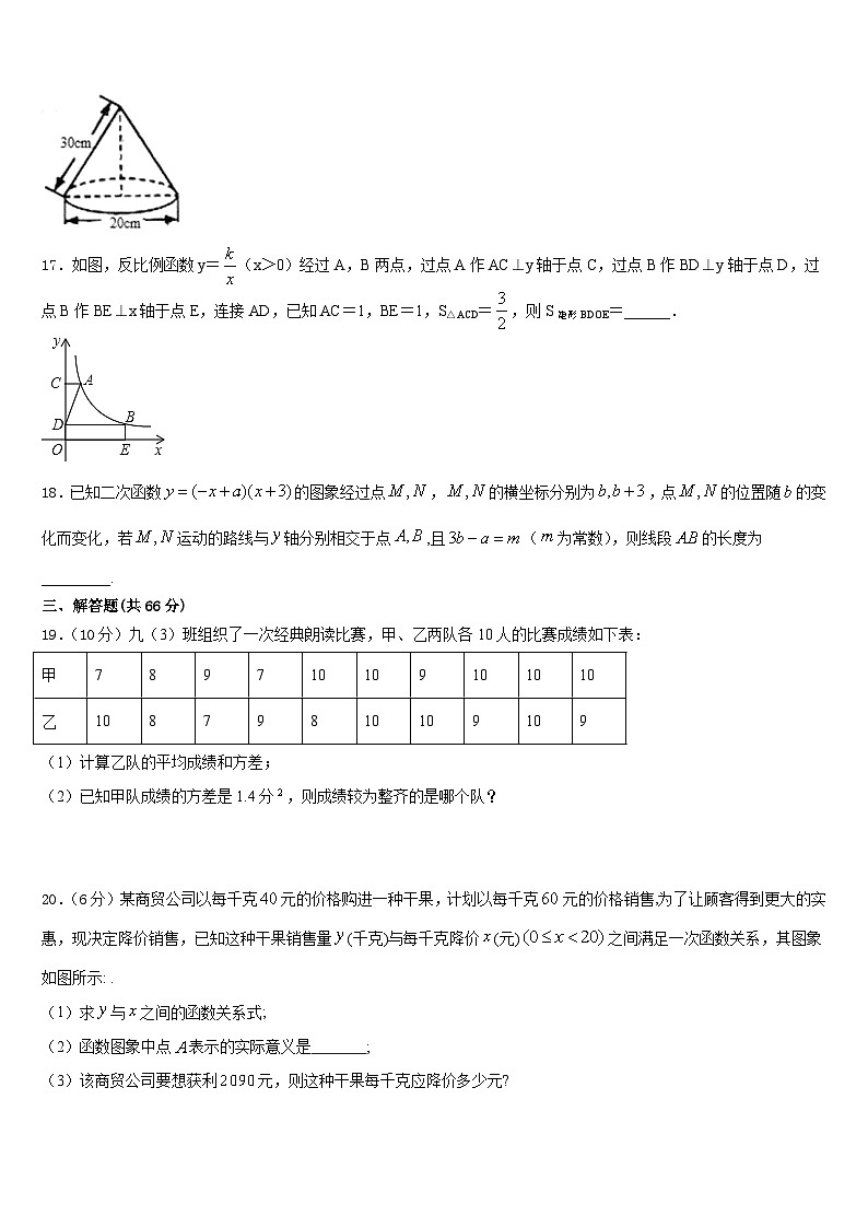 2023-2024学年上海第二初级中学九上数学期末统考试题含答案第3页