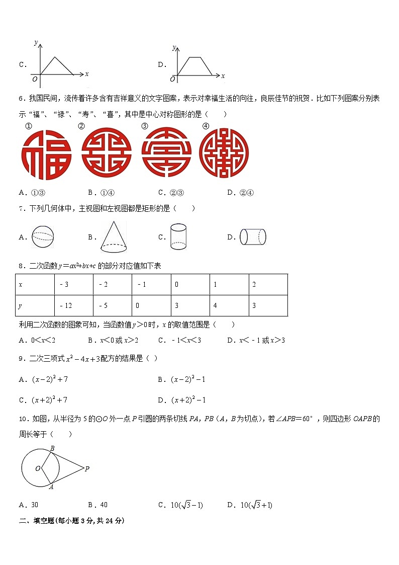 2023-2024学年内蒙古自治区鄂尔多斯市数学九上期末质量检测试题含答案02
