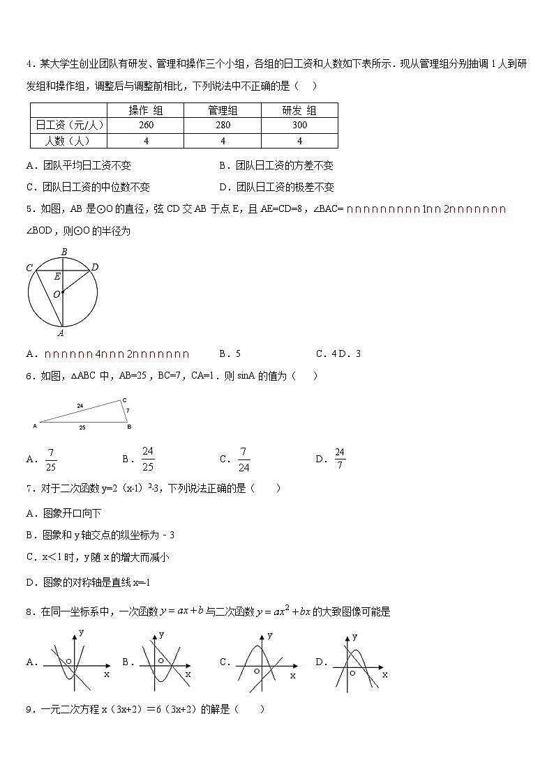 2023-2024学年吉林省长春市九台数学九年级第一学期期末调研试题含答案02