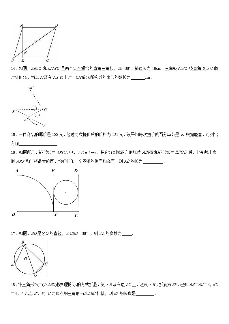 2023-2024学年吉林省大安县联考九年级数学第一学期期末教学质量检测试题含答案第3页