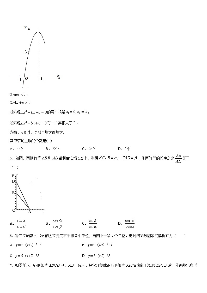 2023-2024学年四川省绵阳宜溪中学心九年级数学第一学期期末达标测试试题含答案02