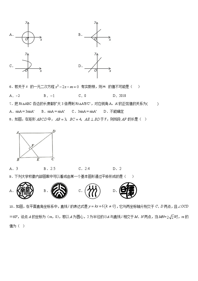 2023-2024学年安徽省合肥市滨湖区寿春中学数学九上期末达标测试试题含答案02