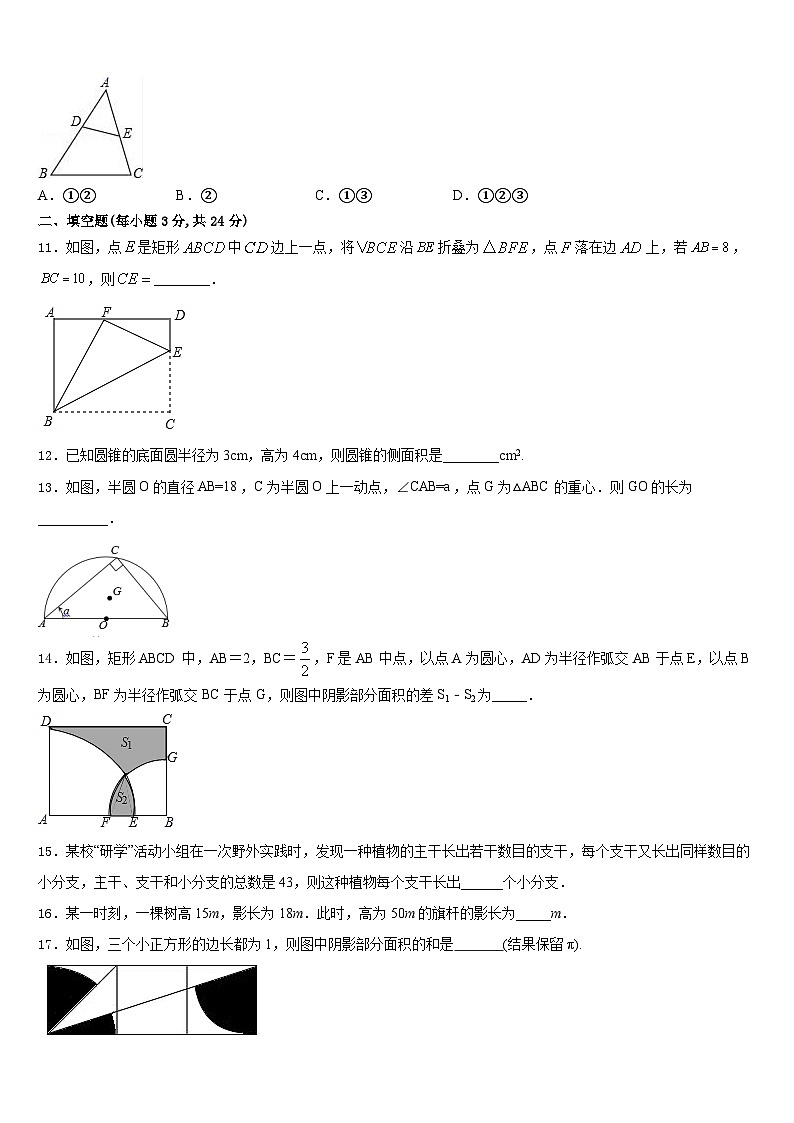 2023-2024学年安徽省怀远县包集中学数学九上期末学业质量监测试题含答案03