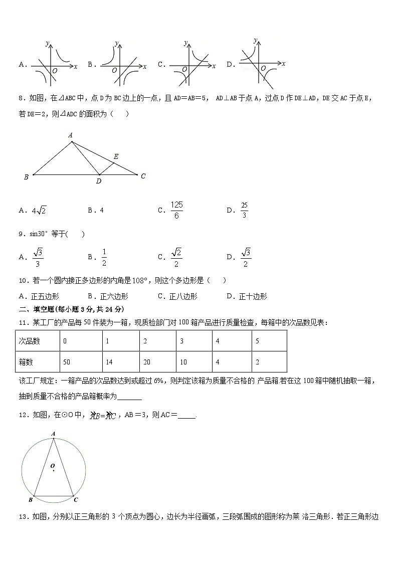 2023-2024学年宜宾市数学九上期末质量跟踪监视试题含答案第3页