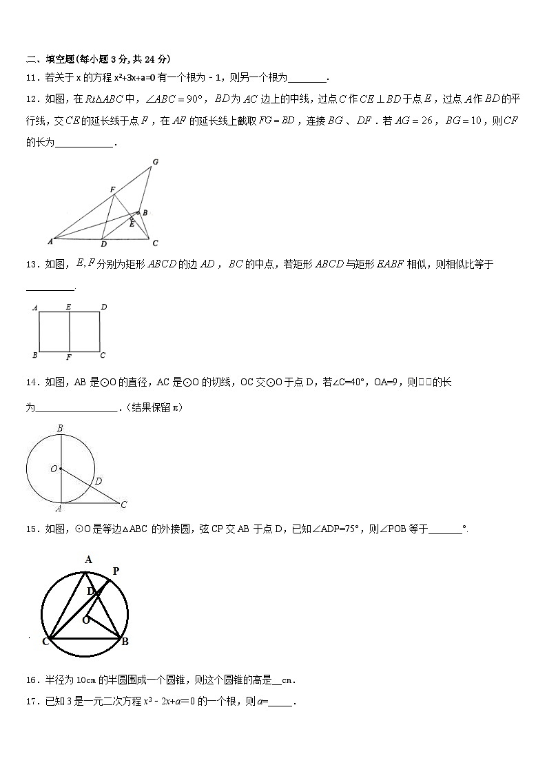2023-2024学年山东省济宁市九上数学期末监测试题含答案03