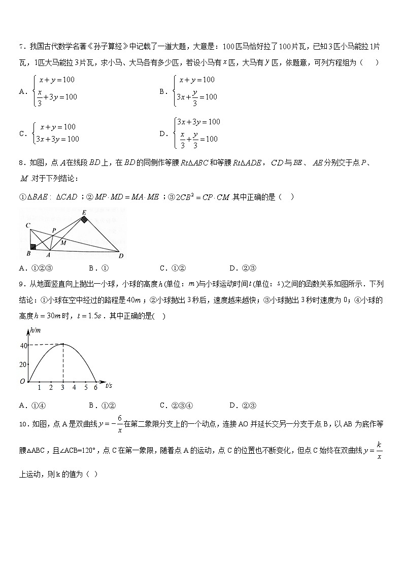 2023-2024学年山东省新泰市新甫中学九上数学期末监测试题含答案第2页
