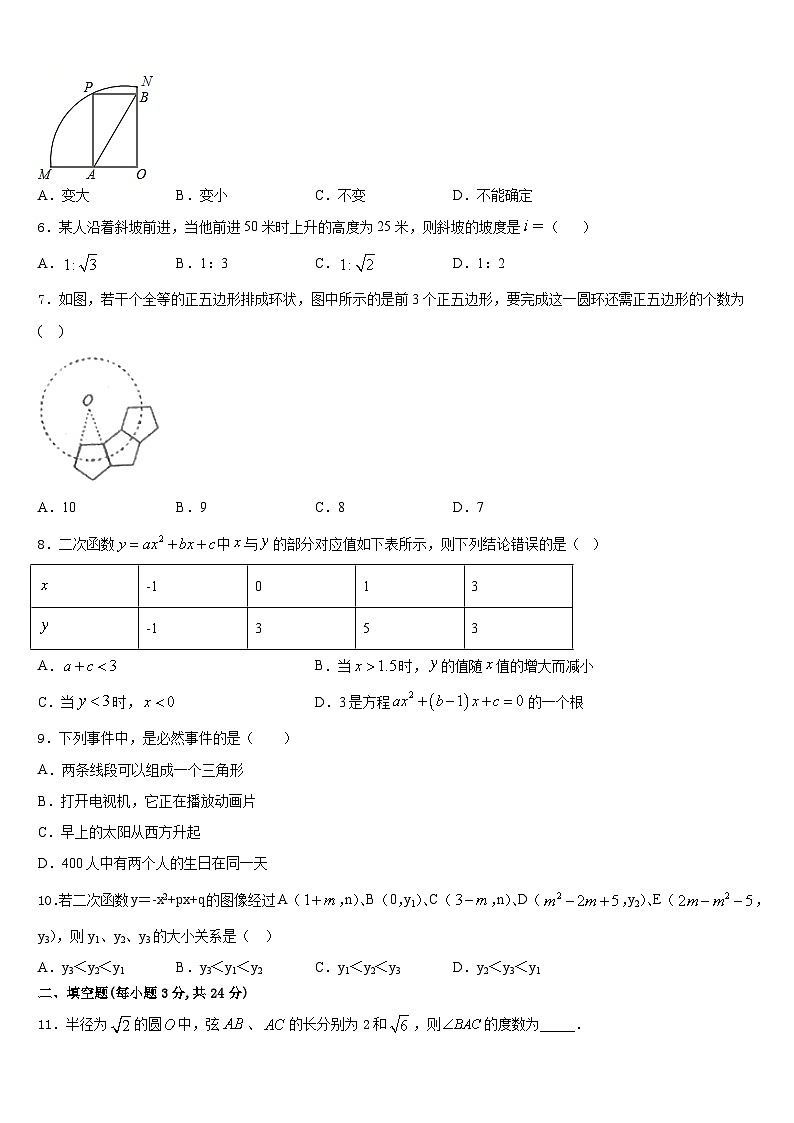 2023-2024学年山东省滨州市滨城区数学九年级第一学期期末达标检测模拟试题含答案02