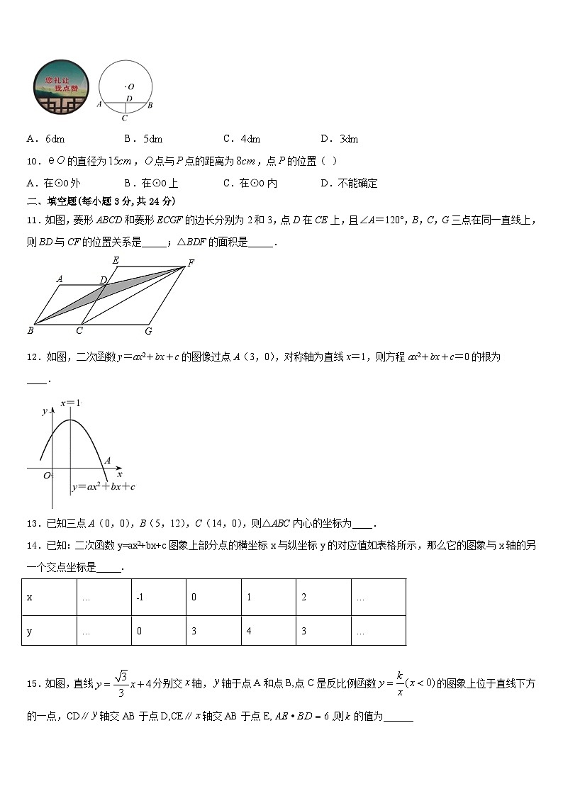 2023-2024学年广东省南雄市第二中学数学九上期末质量检测试题含答案03