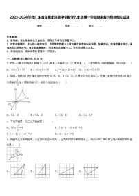 2023-2024学年广东省深圳市深圳中学数学九年级第一学期期末复习检测模拟试题含答案