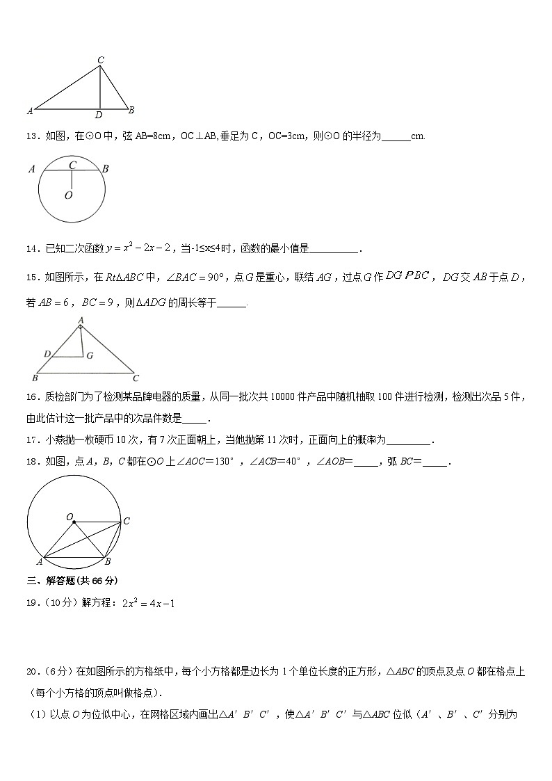 2023-2024学年江苏省宝应县城郊中学九上数学期末学业质量监测模拟试题含答案03