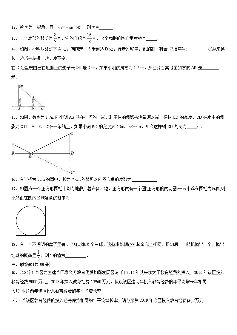 2023-2024学年江苏省姜堰区张甸、港口初级中学九年级数学第一学期期末质量跟踪监视模拟试题含答案03