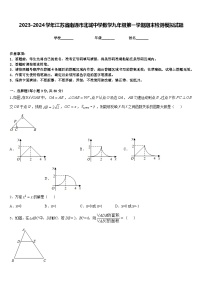 2023-2024学年江苏省南通市北城中学数学九年级第一学期期末检测模拟试题含答案