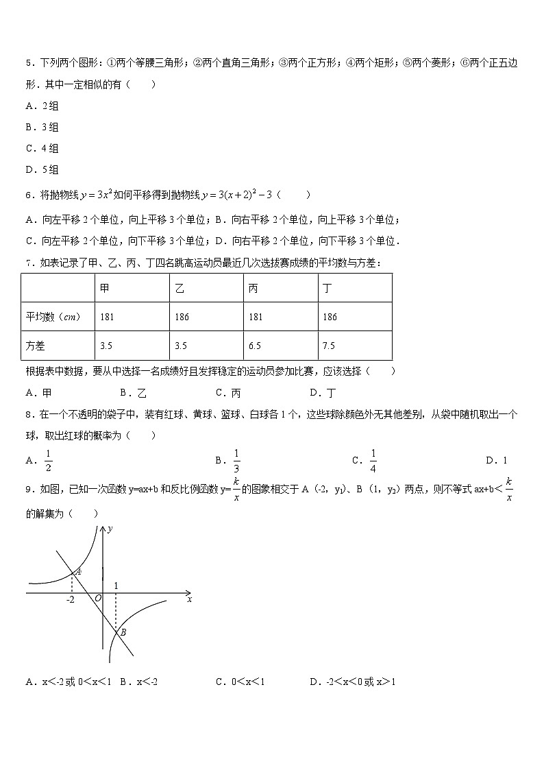 2023-2024学年河北省石家庄市裕华实验中学数学九上期末质量跟踪监视试题含答案第2页