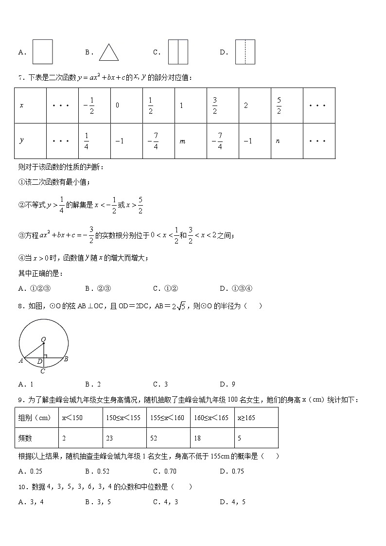2023-2024学年河南省平顶山市42中学九年级数学第一学期期末学业质量监测模拟试题含答案第2页