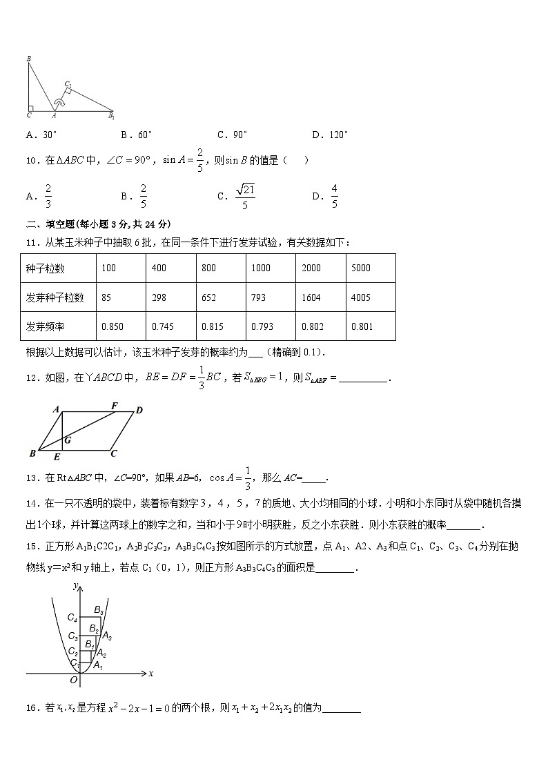 2023-2024学年河南省柘城县张桥乡联合中学九上数学期末达标检测模拟试题含答案第3页