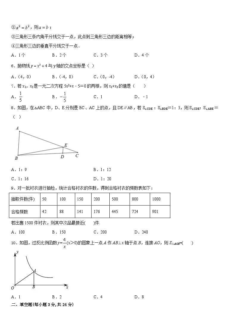 2023-2024学年湖北省武汉市部分重点学校数学九上期末预测试题含答案02