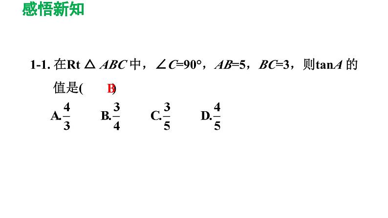 1.1 锐角三角函数 北师大版九年级数学下册导学课件第6页