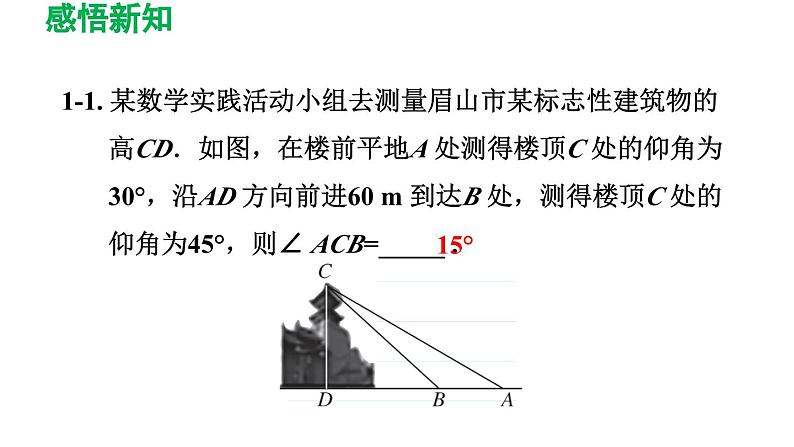 1.6 利用三角函数测高 北师大版九年级数学下册导学课件07