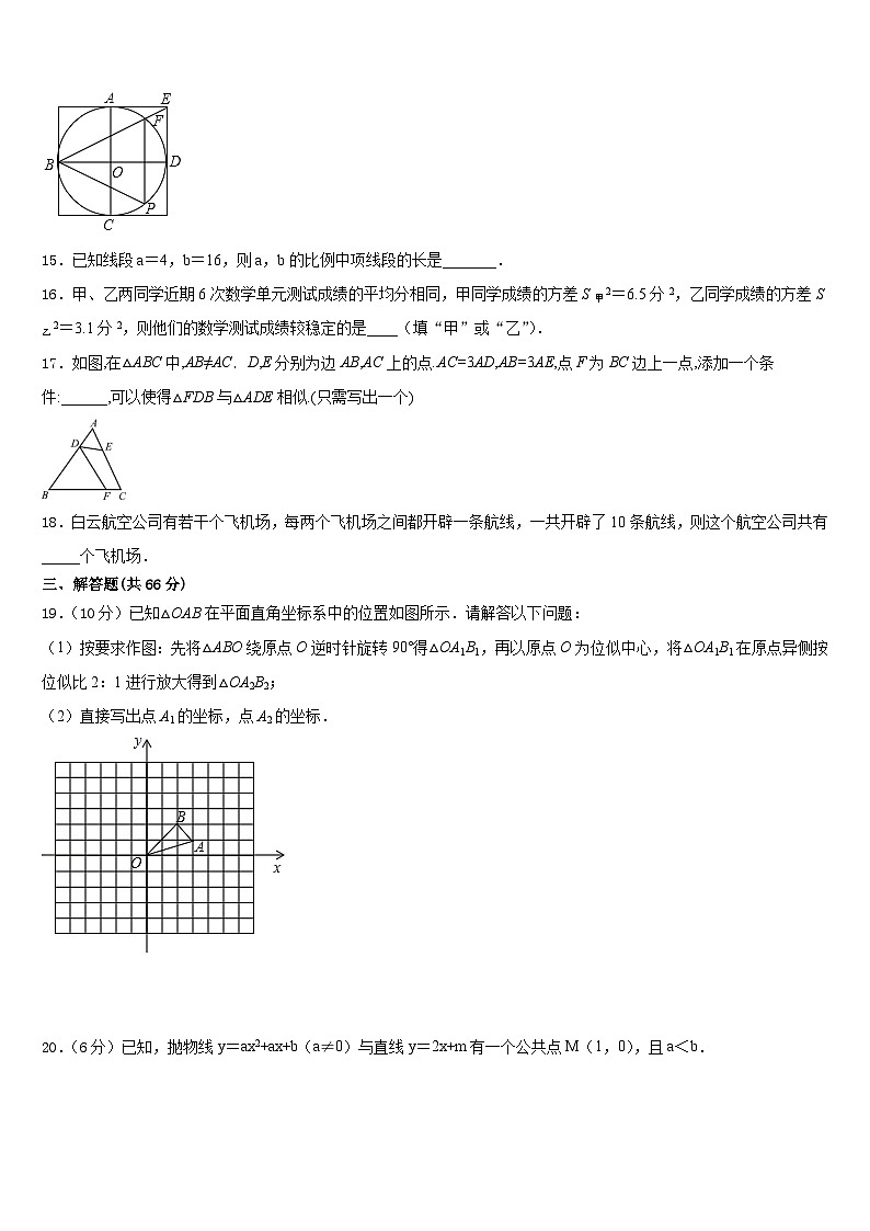 2023-2024学年江西省萍乡市九上数学期末学业水平测试模拟试题含答案03