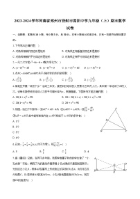 2023-2024学年河南省郑州市登封市嵩阳中学九年级（上）期末数学试卷(含解析）