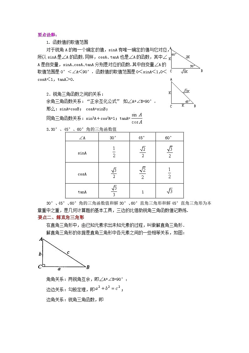 人教版九年级数学下册基础知识专项讲练 专题28.14 锐角三角函数（全章复习与巩固）（知识讲解）02