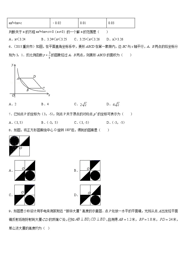 2023-2024学年贵州省六盘水市水城实验学校九年级数学第一学期期末质量检测模拟试题含答案02