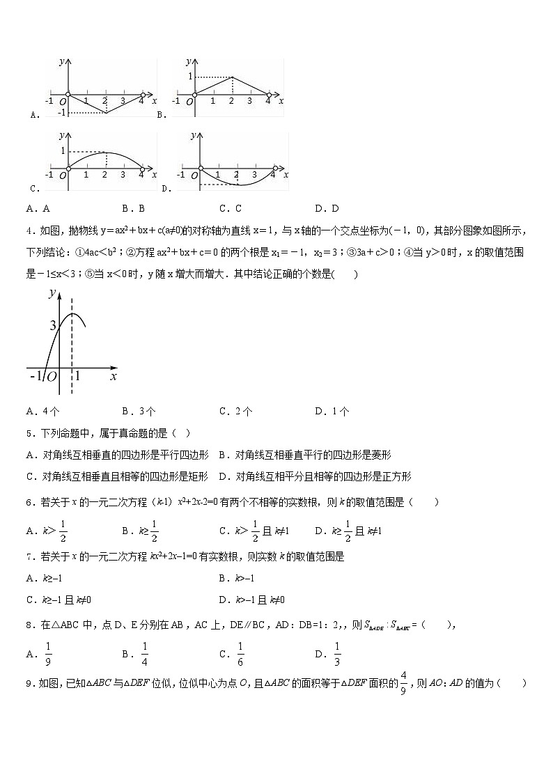 云南省重点中学2023-2024学年数学九上期末复习检测模拟试题含答案第2页