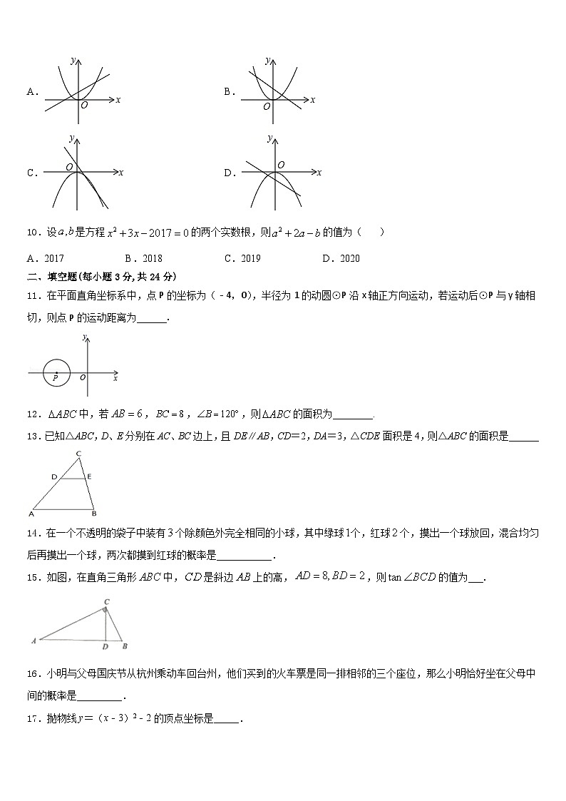 内蒙古杭锦后旗第六中学2023-2024学年数学九上期末达标测试试题含答案03
