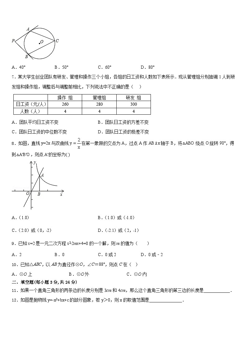 四川营山小桥中学2023-2024学年数学九年级第一学期期末监测模拟试题含答案02