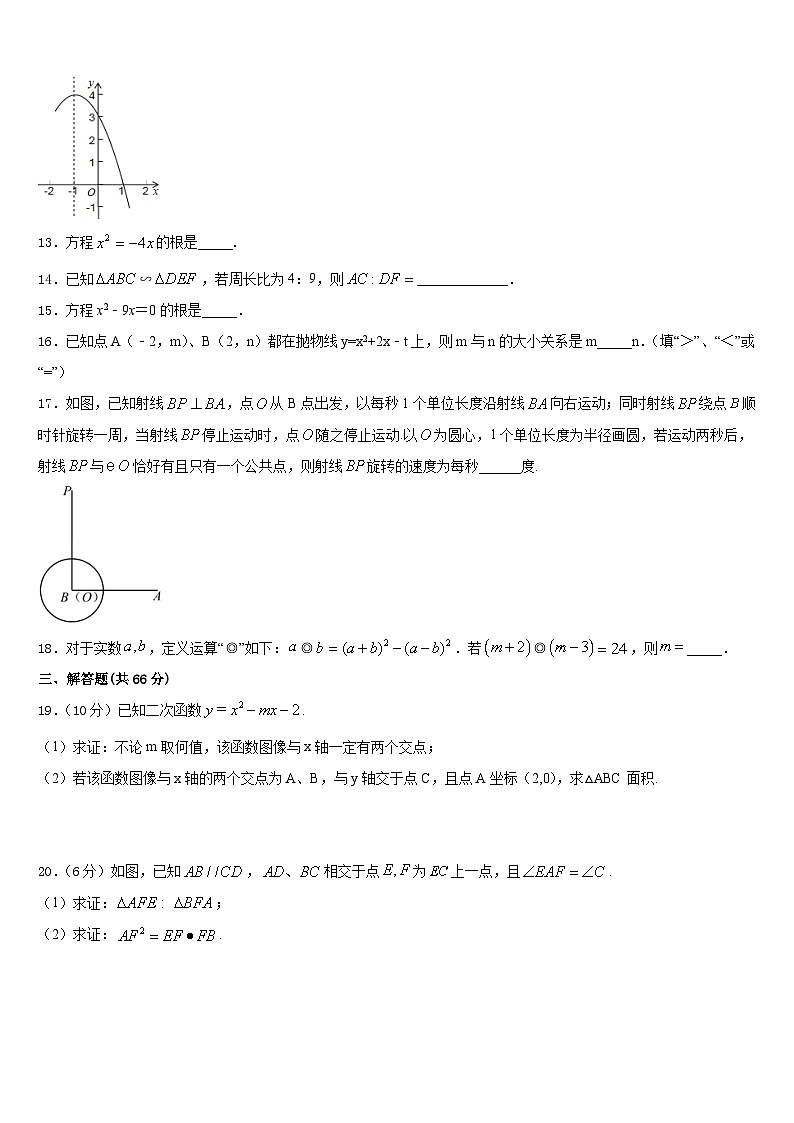 四川营山小桥中学2023-2024学年数学九年级第一学期期末监测模拟试题含答案03