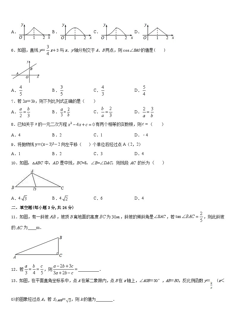 安徽省蚌埠市禹会区2023-2024学年数学九上期末综合测试试题含答案02
