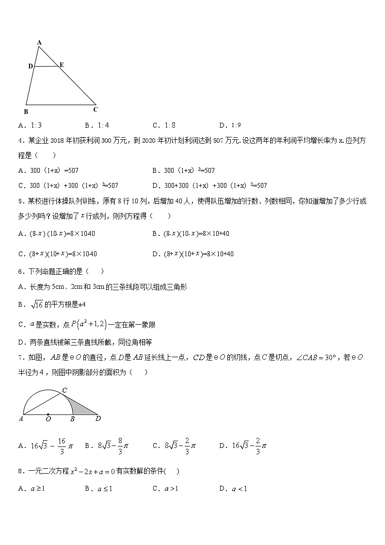 安徽省淮南市名校2023-2024学年数学九上期末复习检测试题含答案02