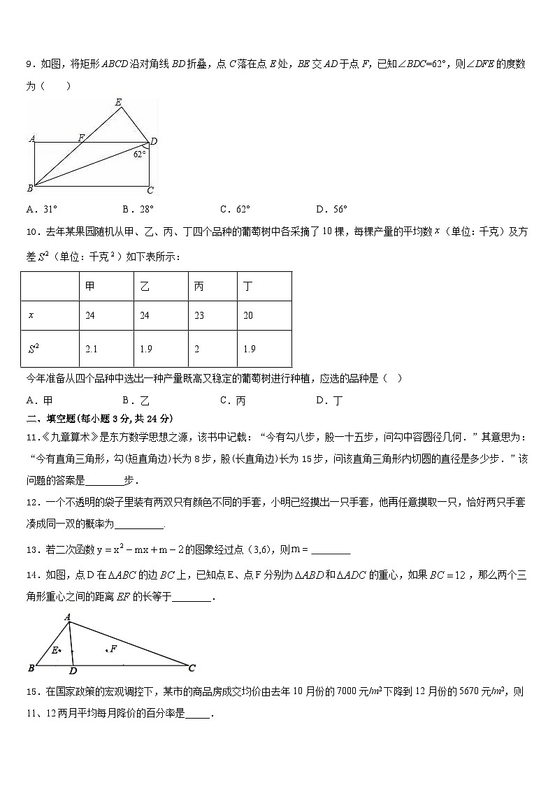 安徽省芜湖市埭南中学2023-2024学年九上数学期末复习检测模拟试题含答案03