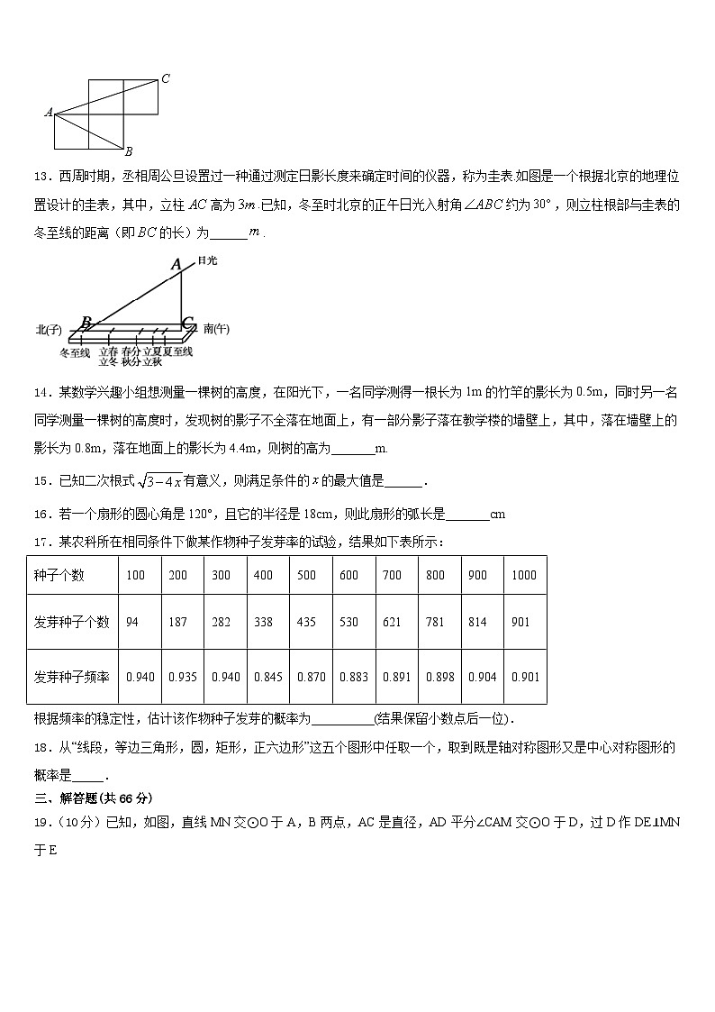 山东省德州市经济开发区抬头寺中学2023-2024学年九年级数学第一学期期末达标测试试题含答案第3页