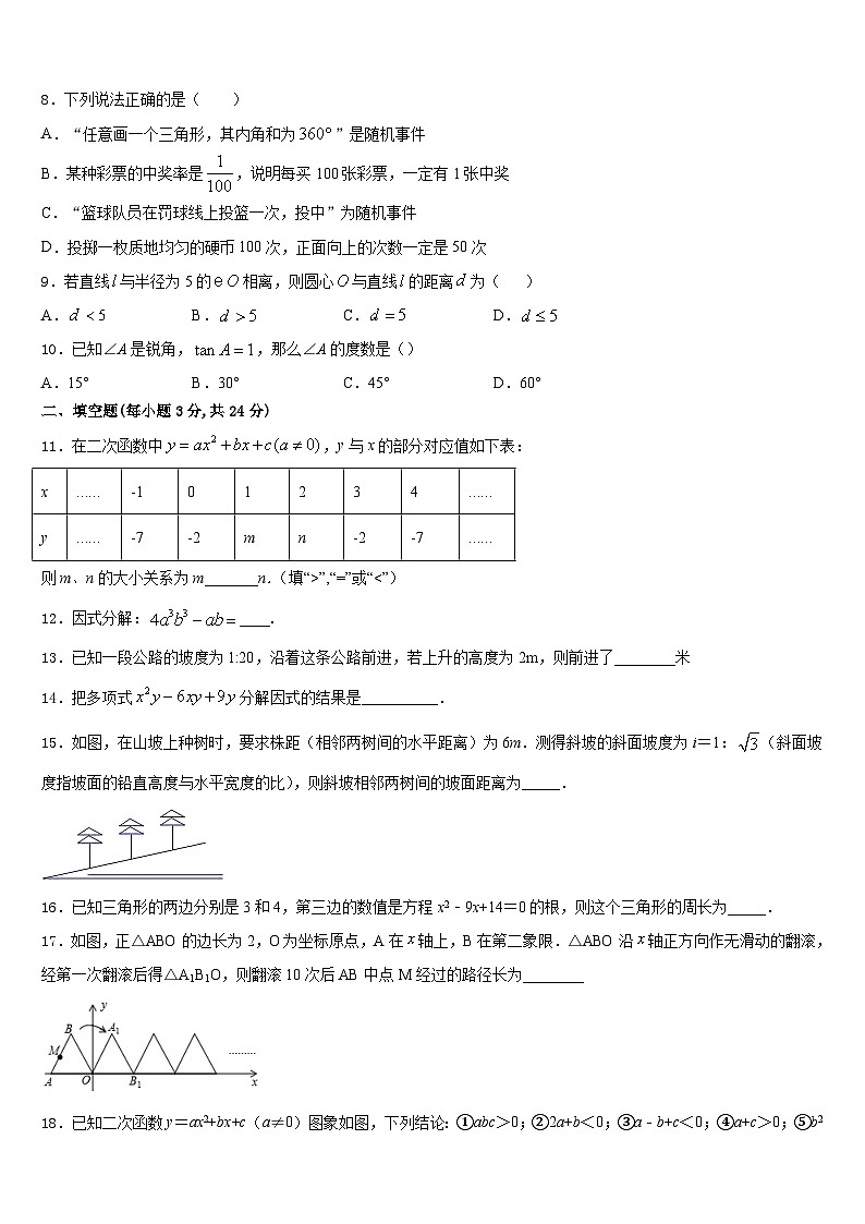 山东省济南市名校2023-2024学年数学九年级第一学期期末统考试题含答案02