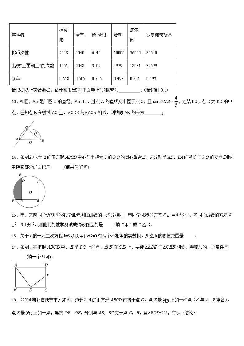 宁夏省石嘴山市2023-2024学年九年级数学第一学期期末学业水平测试试题含答案第3页
