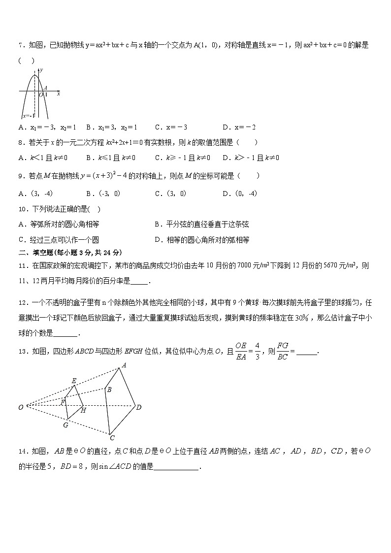 山西省晋城市陵川县2023-2024学年九上数学期末调研试题含答案02