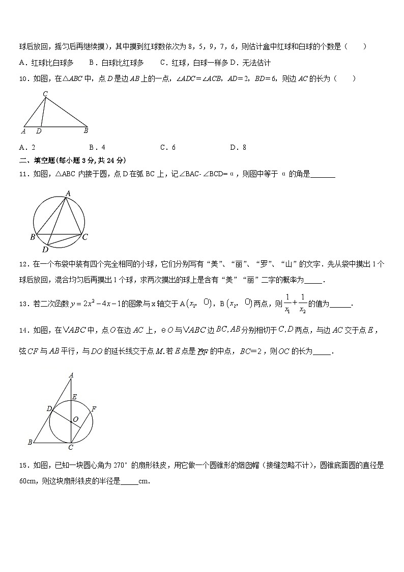 广西崇左市宁明县2023-2024学年九上数学期末调研模拟试题含答案第3页