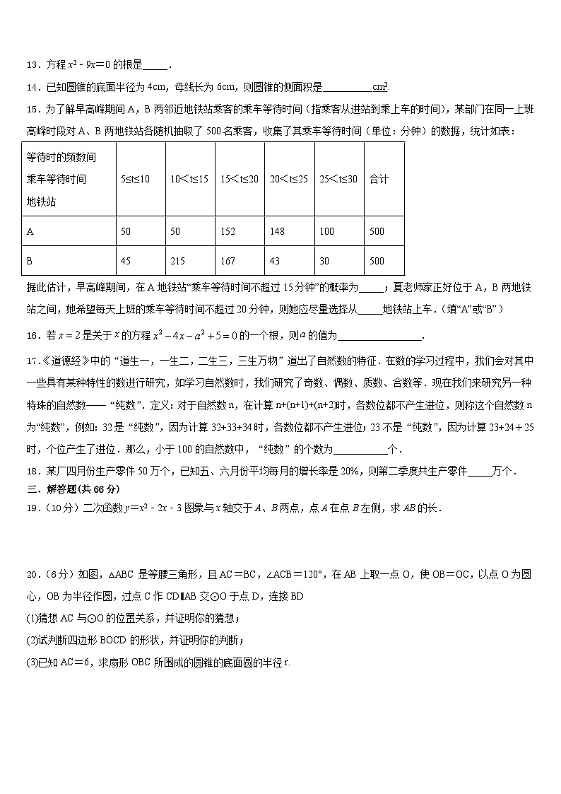 江苏省苏州市工业园区星湾中学2023-2024学年数学九上期末达标测试试题含答案第3页